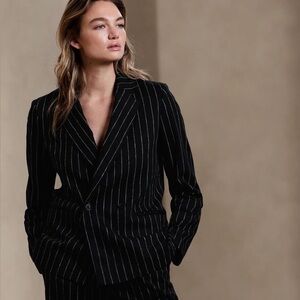 Linen Blend Double Breasted Blazer